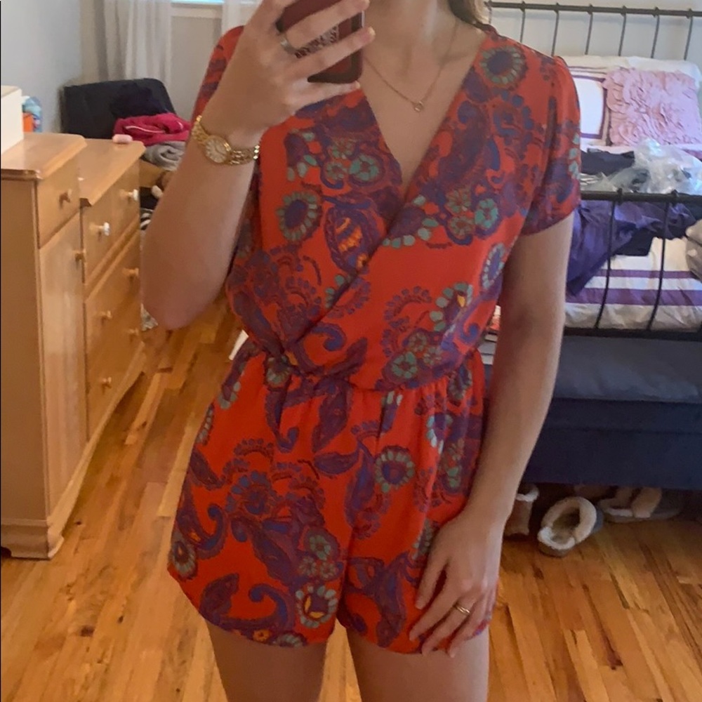 Francesca’s patterned red romper